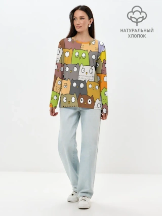 Лонгслив женский. Хлопок / СОВЫ КОТИКИ