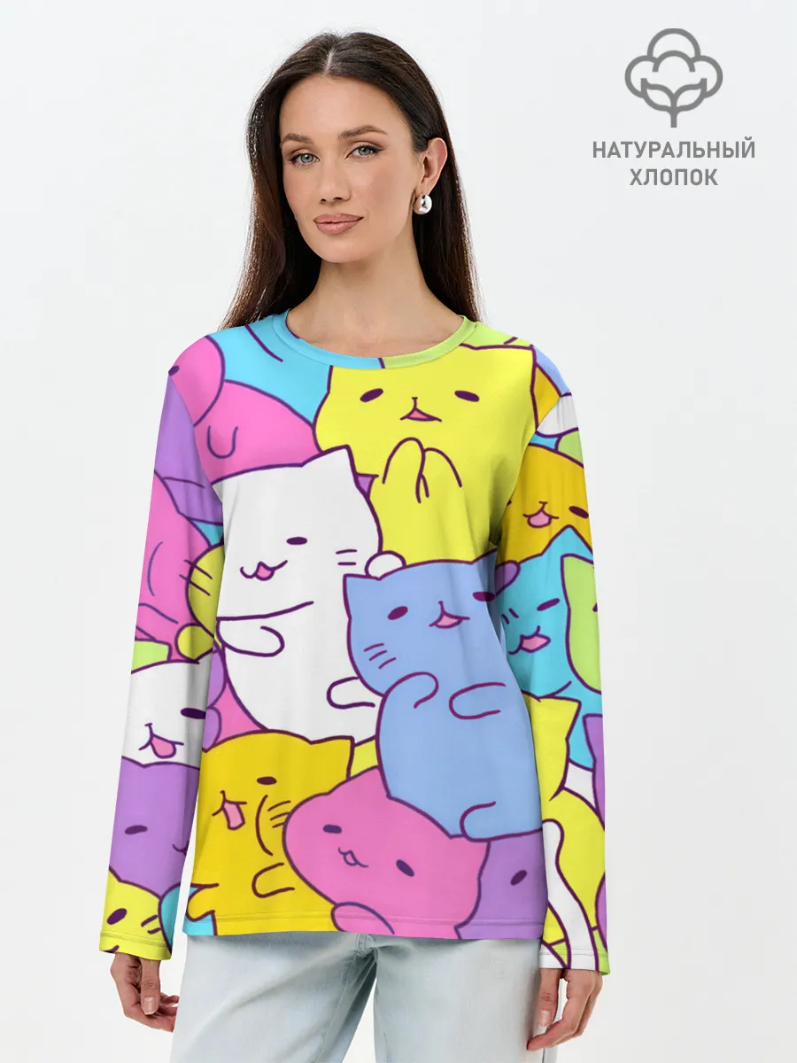 Лонгслив женский. Хлопок / МИЛЫЕ КОТЯТКИ