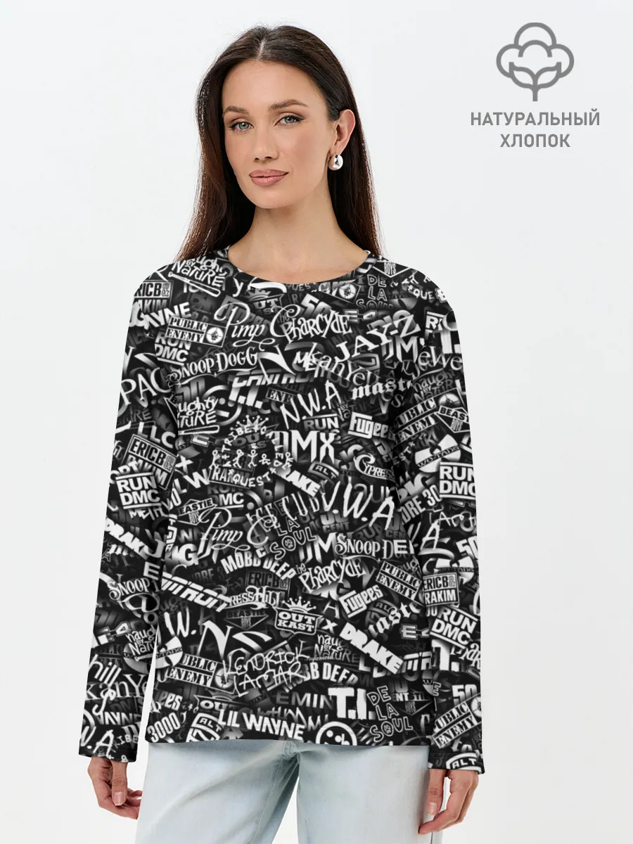 Лонгслив женский. Хлопок / Top Hip Hop