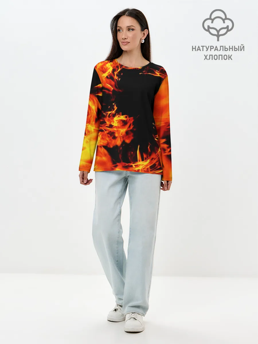 Лонгслив женский. Хлопок / ОГОНЬ | FIRE