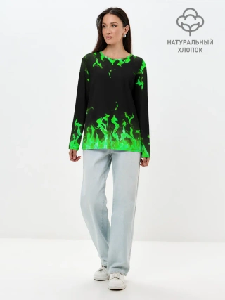 Лонгслив женский. Хлопок / GREEN FIRE | ОГОНЬ