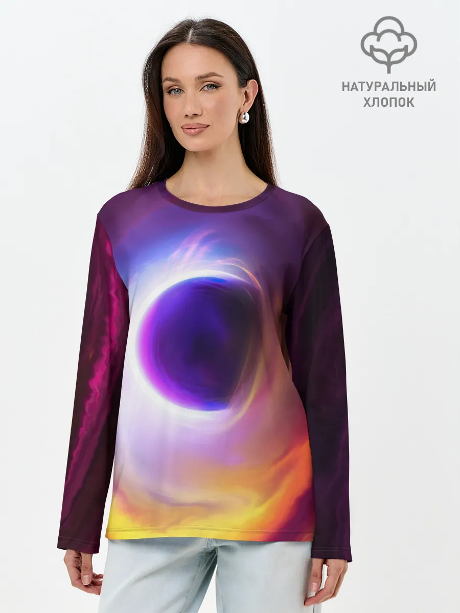 Лонгслив женский. Хлопок / ЧЁРНАЯ ДЫРА