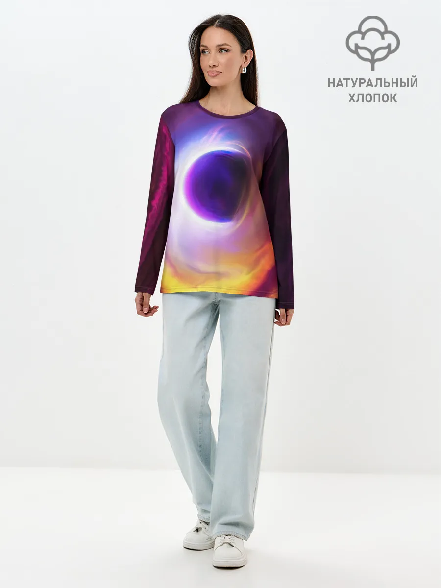 Лонгслив женский. Хлопок / ЧЁРНАЯ ДЫРА