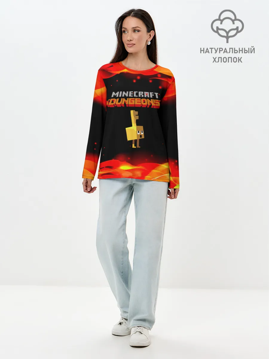 Лонгслив женский. Хлопок / Майнкрафт Подземелья