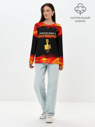Лонгслив женский. Хлопок / Майнкрафт Подземелья