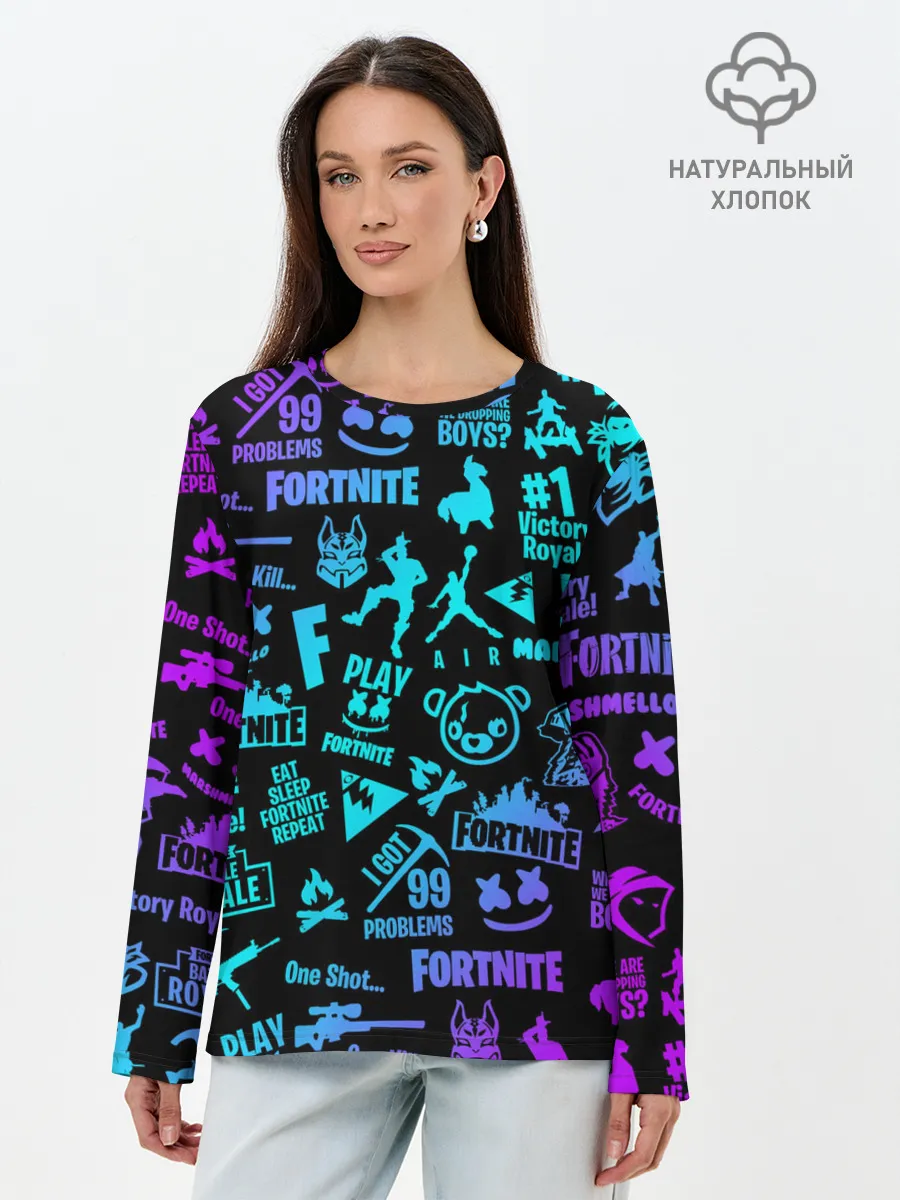 Лонгслив женский. Хлопок / FORTNITE