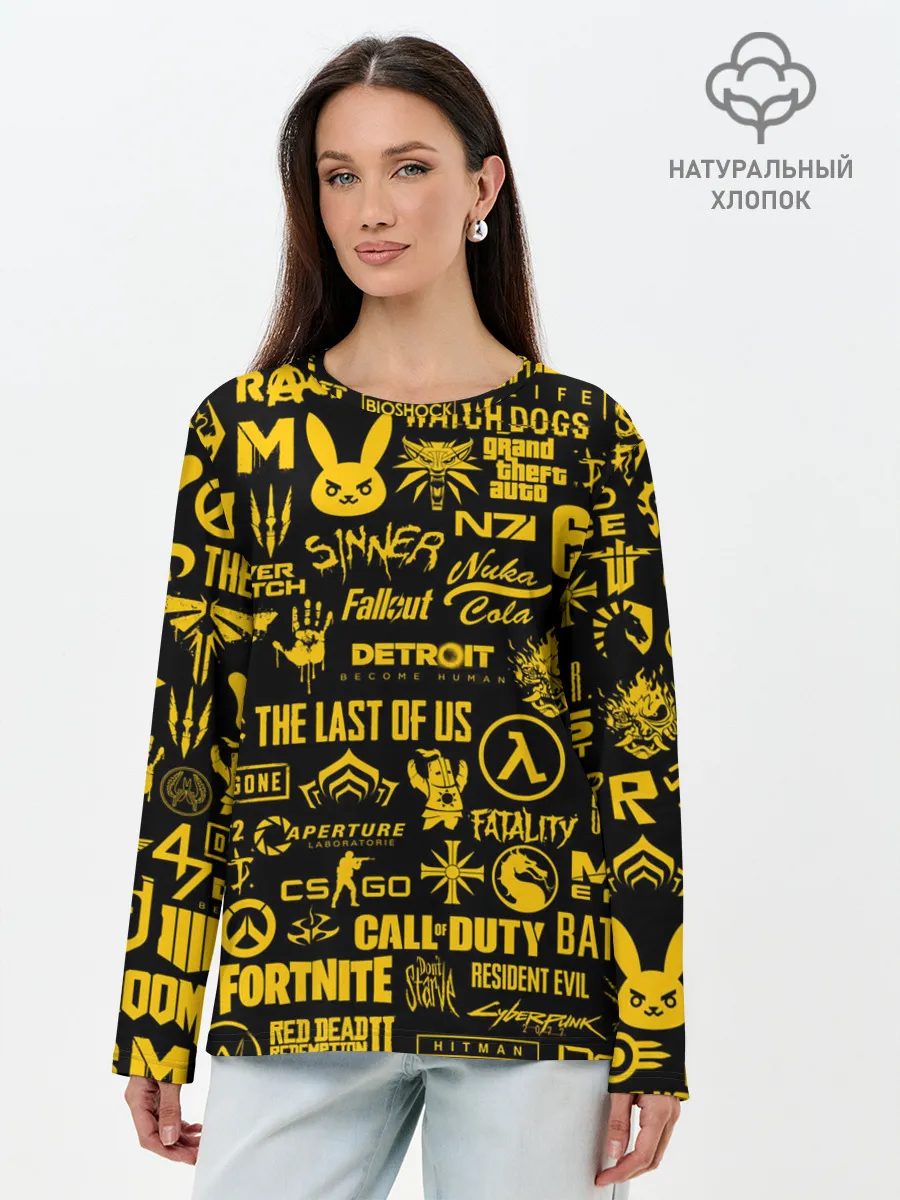 Лонгслив женский. Хлопок / ЛОГОТИПЫ ИГР