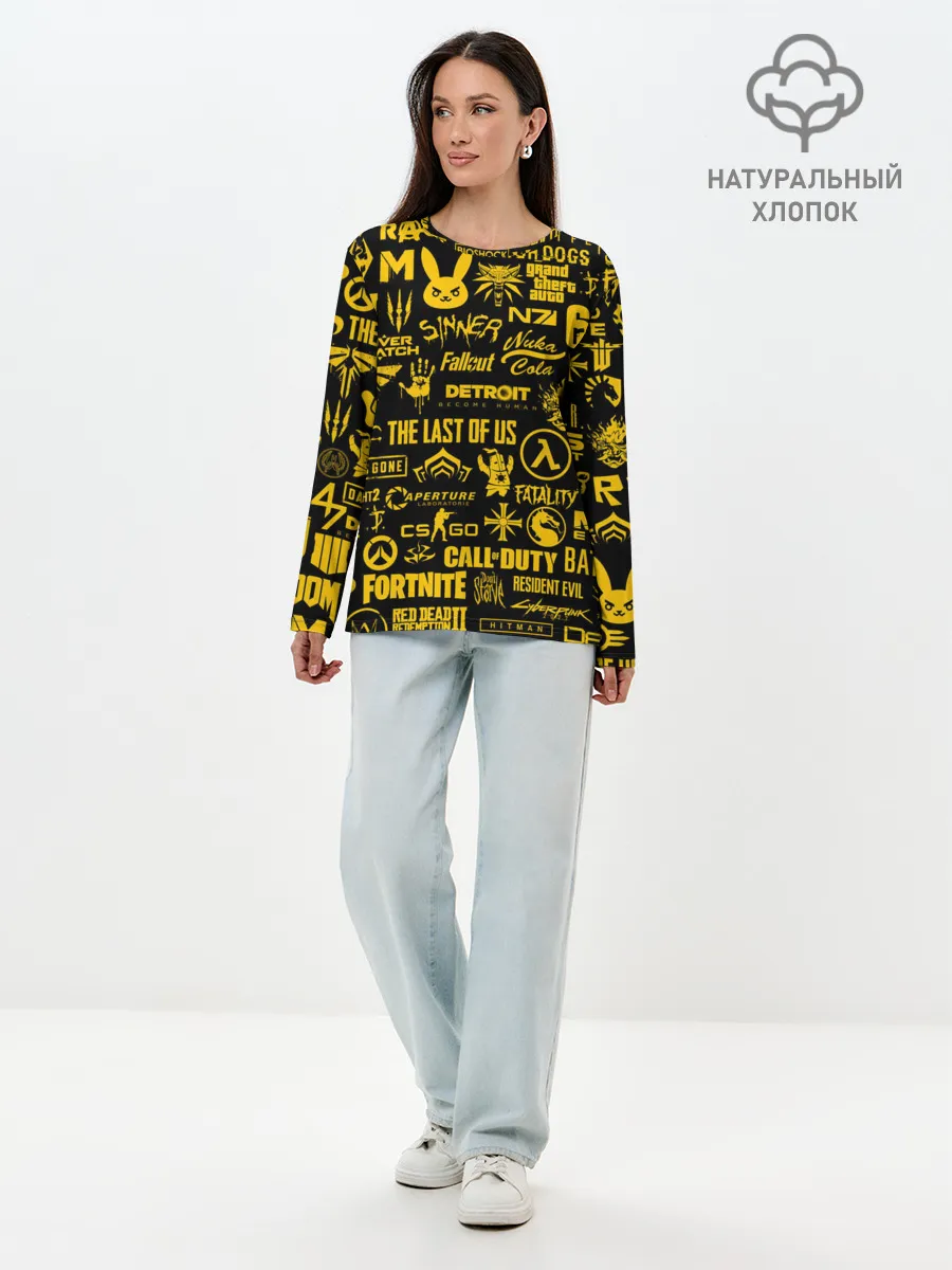 Лонгслив женский. Хлопок / ЛОГОТИПЫ ИГР