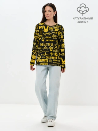 Лонгслив женский. Хлопок / ЛОГОТИПЫ ИГР