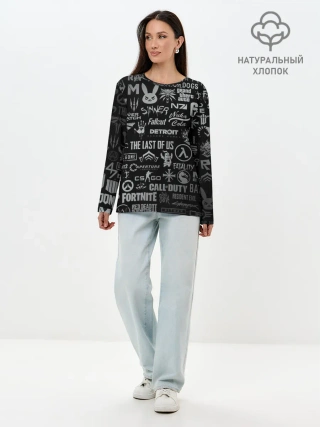 Лонгслив женский. Хлопок / ЛОГОТИПЫ ИГР / LOGO GAMES