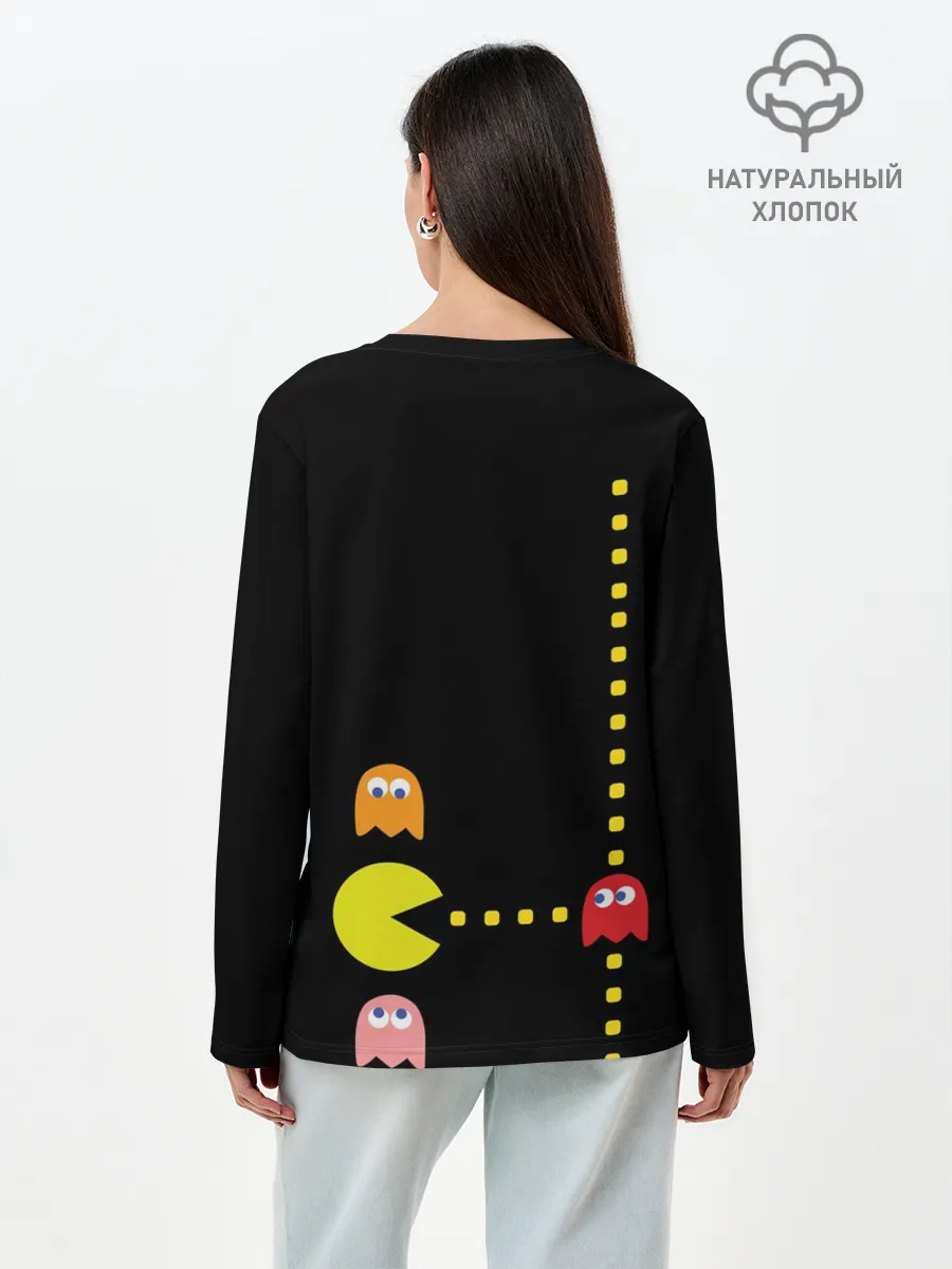 Лонгслив женский. Хлопок / Pac-man