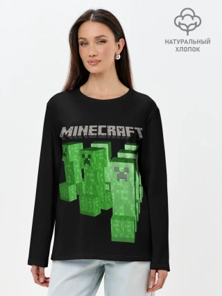 Лонгслив женский. Хлопок / MINECRAFT CREEPER