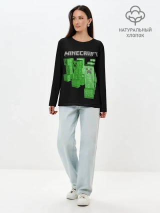 Лонгслив женский. Хлопок / MINECRAFT CREEPER