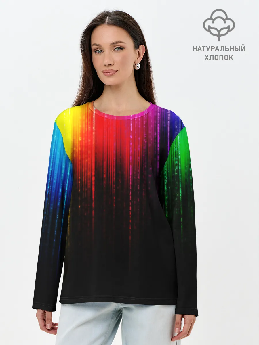 Лонгслив женский. Хлопок / КРАСКИ ГРАДИЕНТ