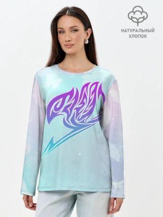 Лонгслив женский. Хлопок / Хвост Феи радужный фон