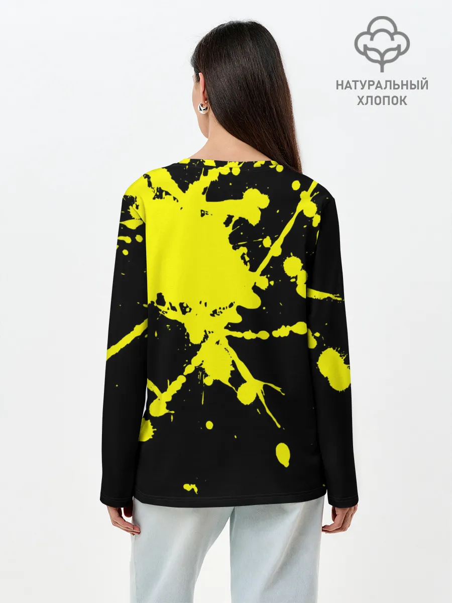 Лонгслив женский. Хлопок / Хвост Феи желтые брызги