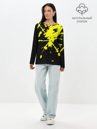 Лонгслив женский. Хлопок / Хвост Феи желтые брызги