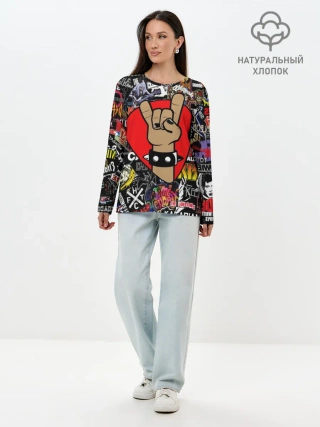 Лонгслив женский. Хлопок / Rock | Логотипы