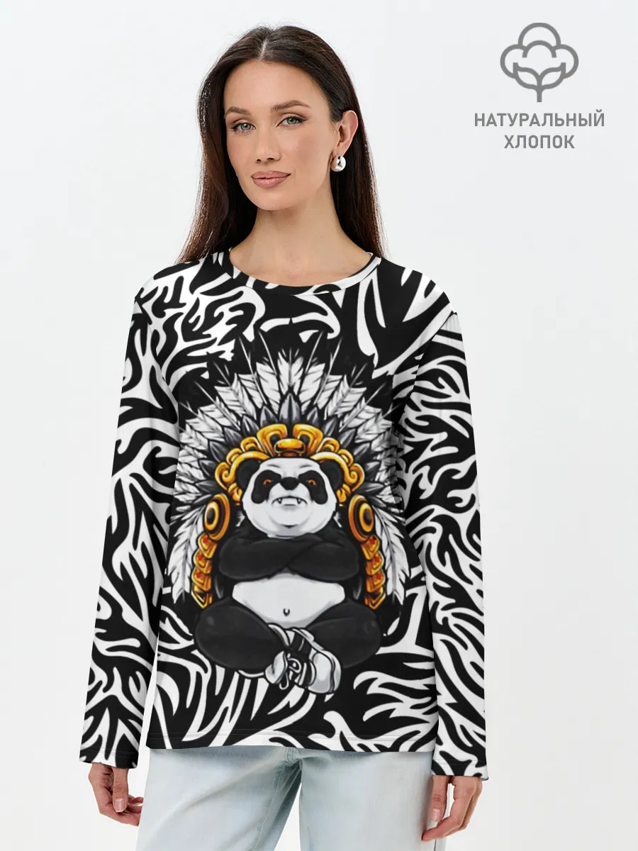 Лонгслив женский. Хлопок / Мудрая Панда