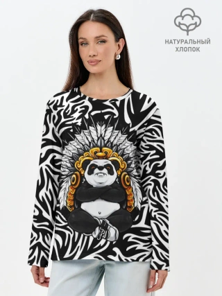 Лонгслив женский. Хлопок / Мудрая Панда