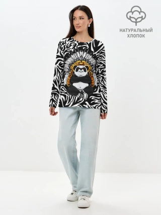 Лонгслив женский. Хлопок / Мудрая Панда