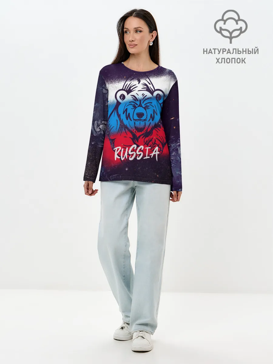 Лонгслив женский. Хлопок / Russia Bear