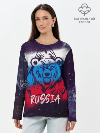 Лонгслив женский. Хлопок / Russia Bear