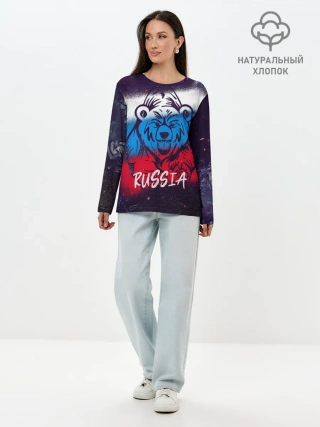 Лонгслив женский. Хлопок / Russia Bear