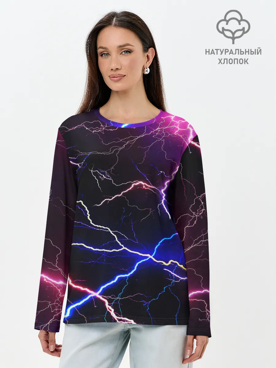 Лонгслив женский. Хлопок / НЕОНОВЫЕ МОЛНИИ