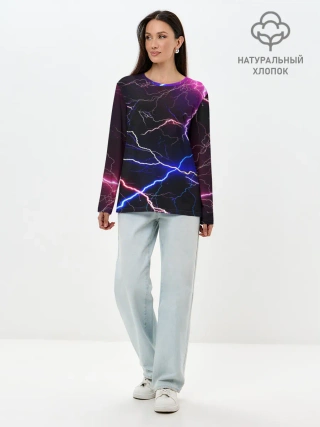 Лонгслив женский. Хлопок / НЕОНОВЫЕ МОЛНИИ