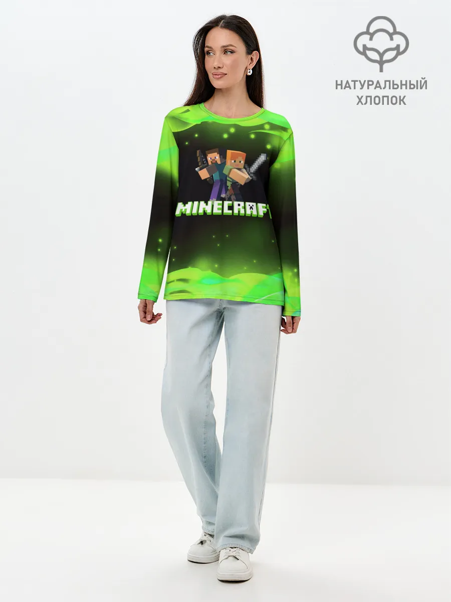 Лонгслив женский. Хлопок / Minecraft 1