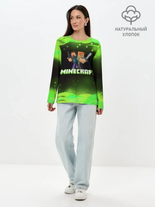 Лонгслив женский. Хлопок / Minecraft 1