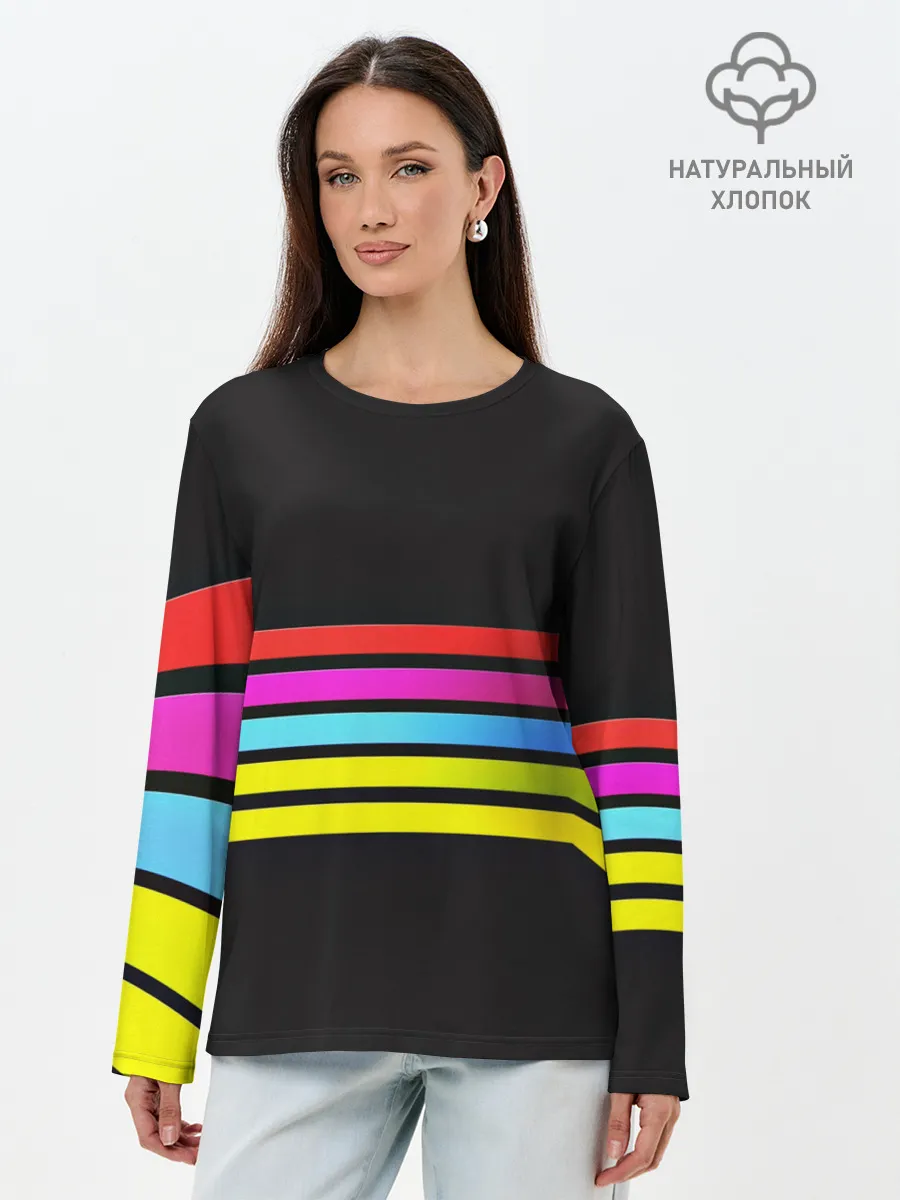 Лонгслив женский. Хлопок / NEON GEOMETRY