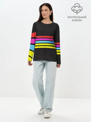 Лонгслив женский. Хлопок / NEON GEOMETRY