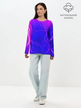 Лонгслив женский. Хлопок / НЕОНОВАЯ МОЛНИЯ