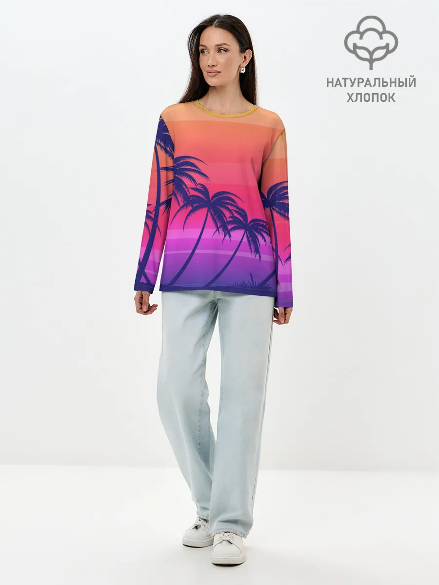 Лонгслив женский. Хлопок / Очеровательный закат