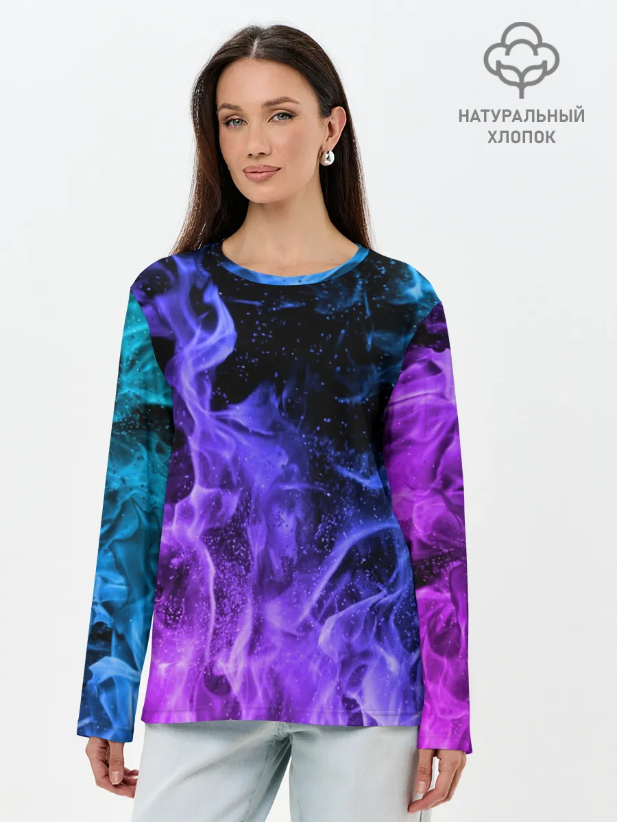 Лонгслив женский. Хлопок / ОГОНЬ НЕОН