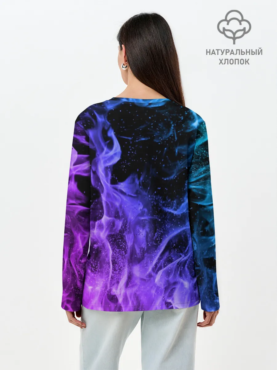 Лонгслив женский. Хлопок / ОГОНЬ НЕОН
