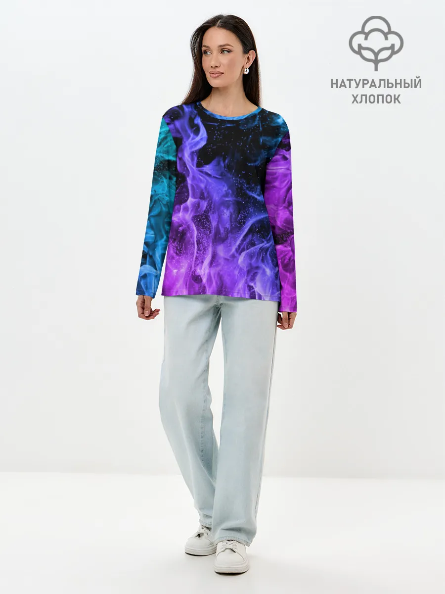 Лонгслив женский. Хлопок / ОГОНЬ НЕОН