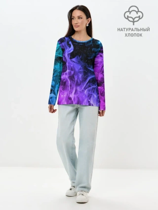 Лонгслив женский. Хлопок / ОГОНЬ НЕОН