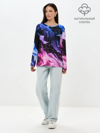 Лонгслив женский. Хлопок / НЕОНОВЫЙ ОГОНЬ | NEON FLAME