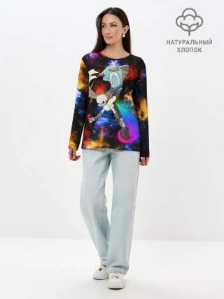 Лонгслив женский. Хлопок / Санс | Undertale