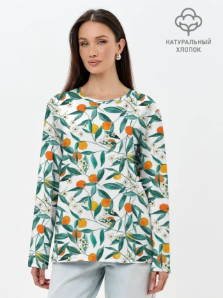Лонгслив женский. Хлопок / Оранжевое лето