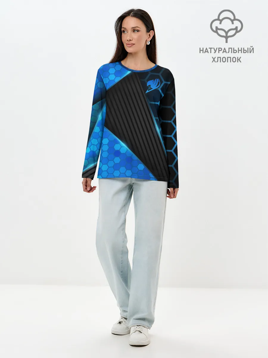 Лонгслив женский. Хлопок / Хвост Феи геометрические соты