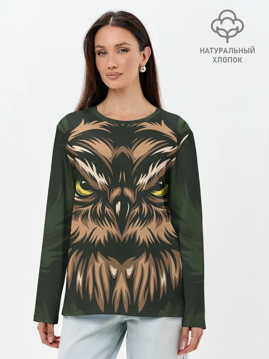 Лонгслив женский. Хлопок / Хищная сова