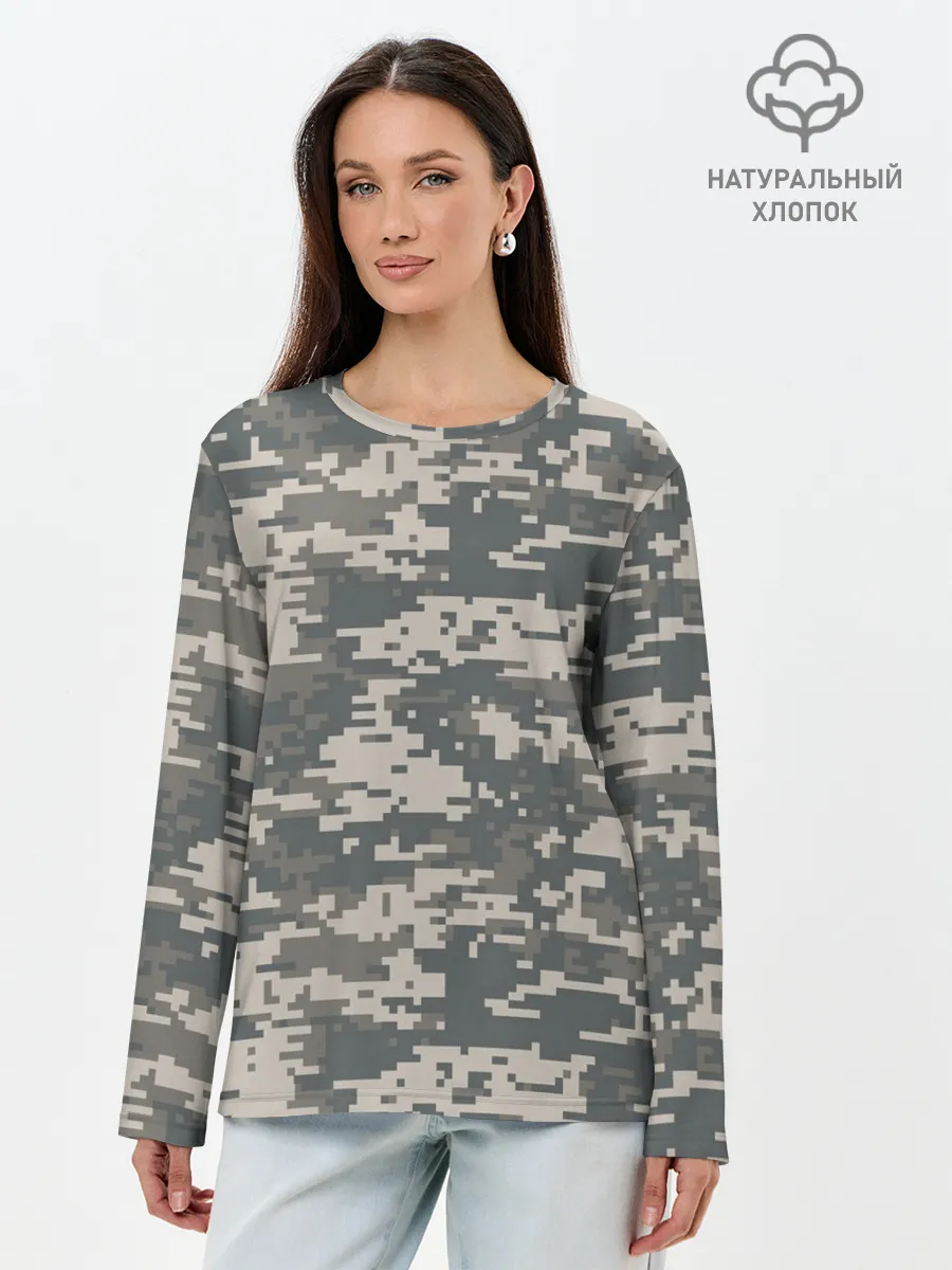 Лонгслив женский. Хлопок / Цифровой камуфляж