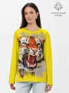 Лонгслив женский. Хлопок / Оскал тигра