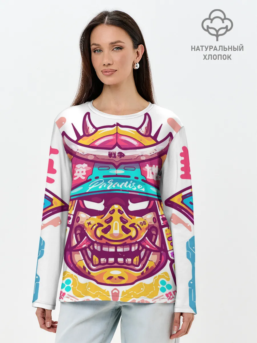 Лонгслив женский. Хлопок / Светлый самурай