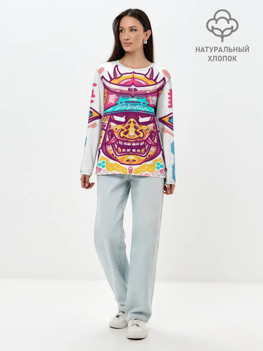 Лонгслив женский. Хлопок / Светлый самурай