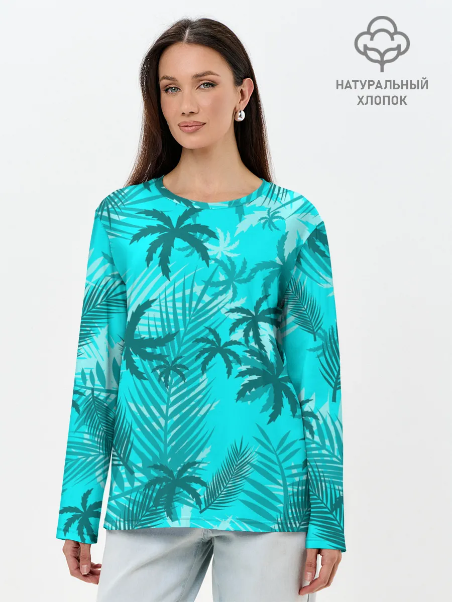 Лонгслив женский. Хлопок / НЕОНОВЫЕ ПАЛЬМЫ